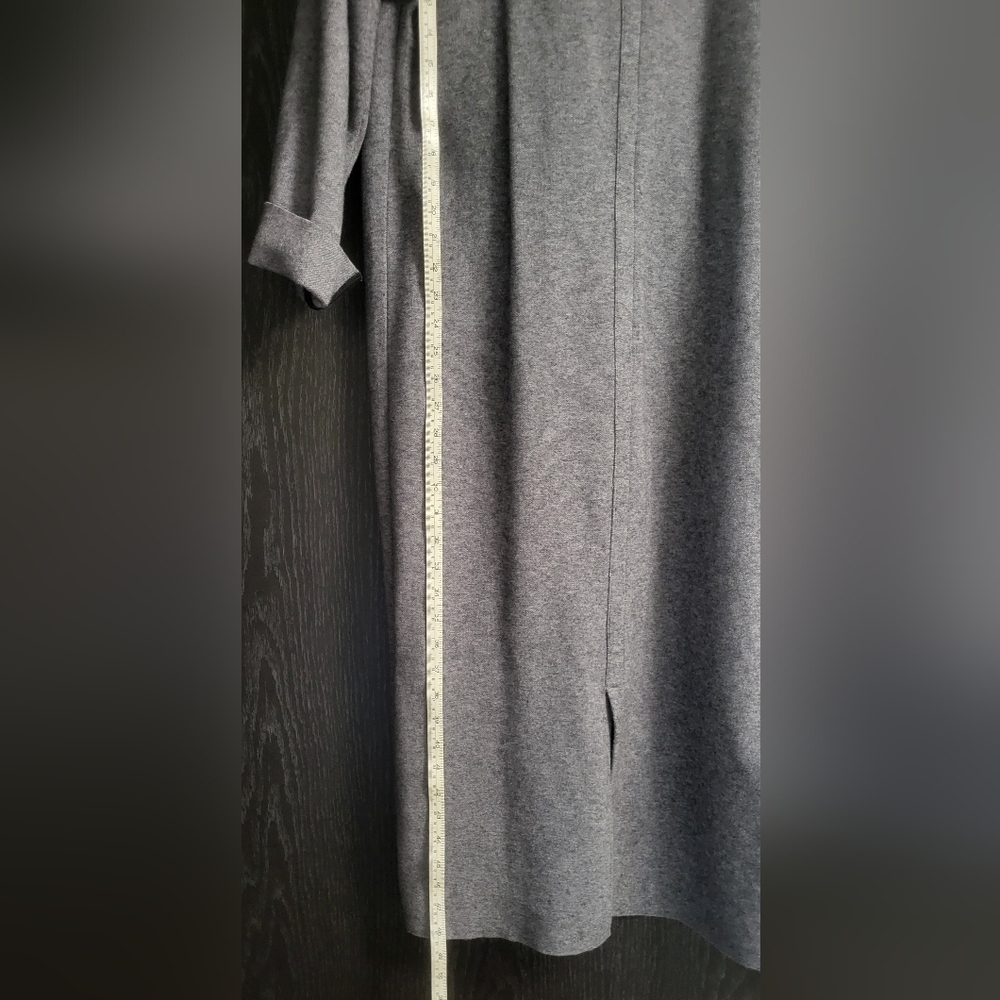 Zara Long Knit Coat With Draped Neck Gray Longlin… - image 5